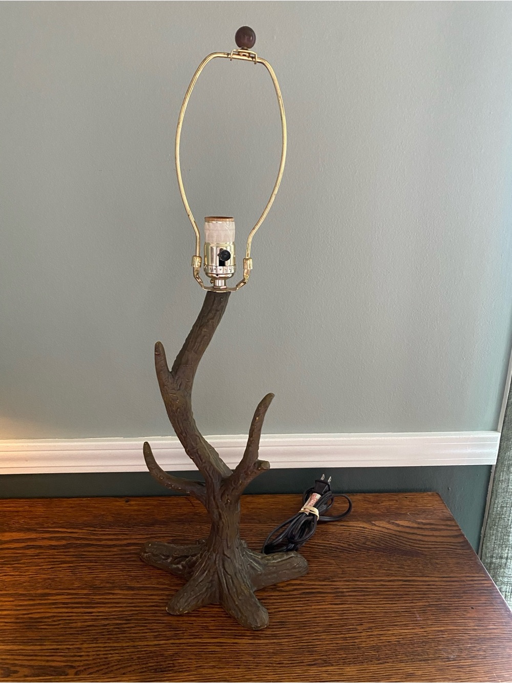 Vintage Rustic Faux Deer Antler Table Lamp / Tree Lamp Cabin Lodge Decor
